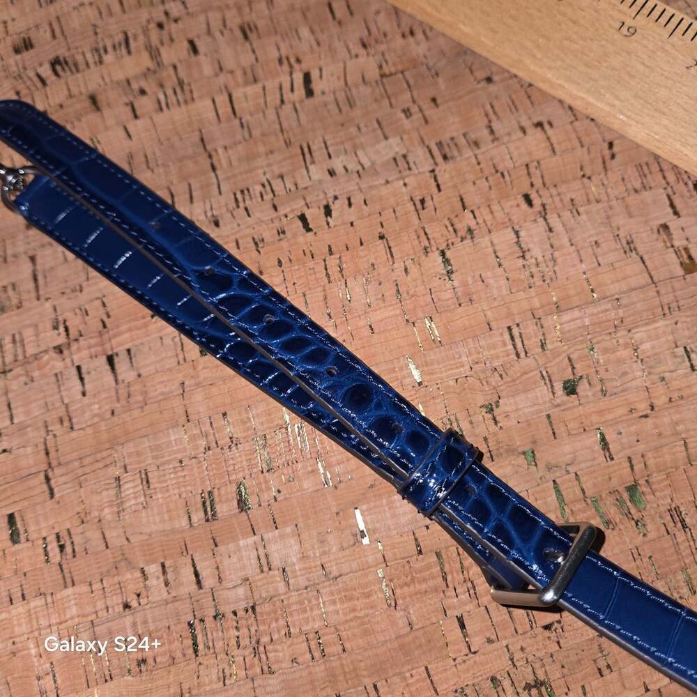 Tory Burch Amanda Mini Satchel Blue Croc-Embossed Leather Crossbody Bag - Picture 9 of 14